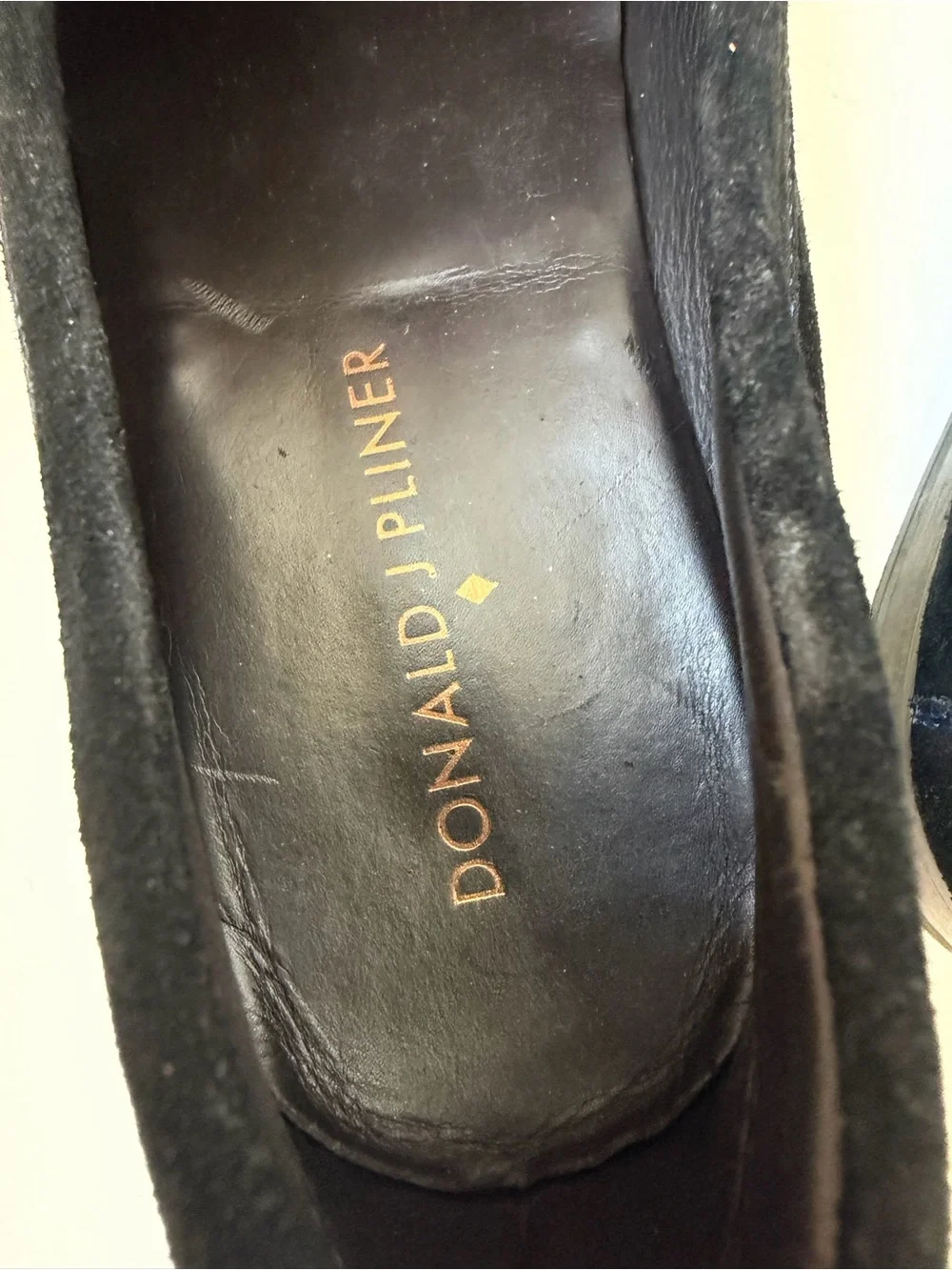 Men's Donald Pliner Black Suede Bit Loafers with Blue Stitching